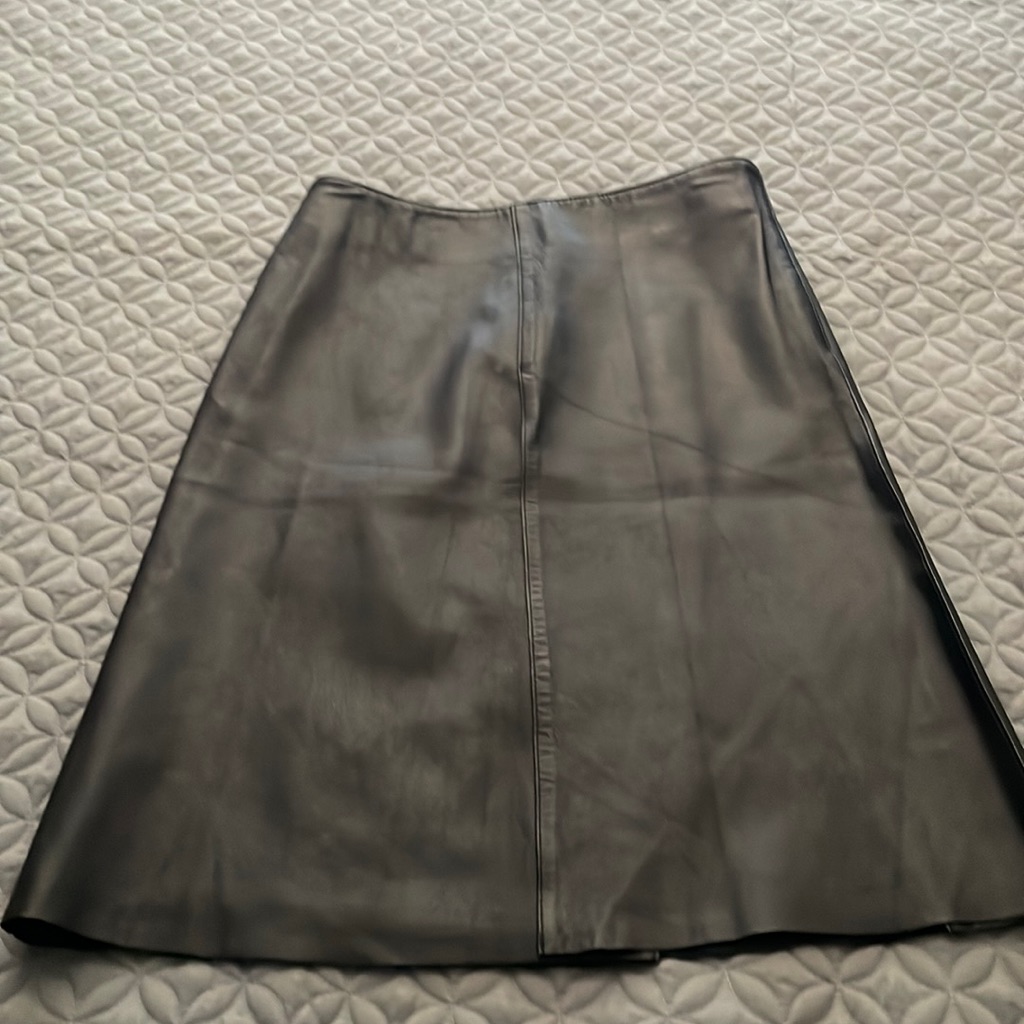 Hilfiger Black Leather High Slit Skirt